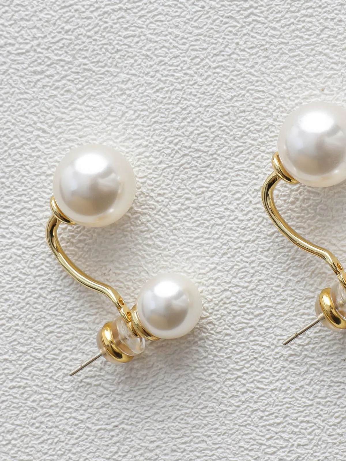 Elegant Double Pearl Stud Earrings sold by COMMENSE product image thumbnail 4