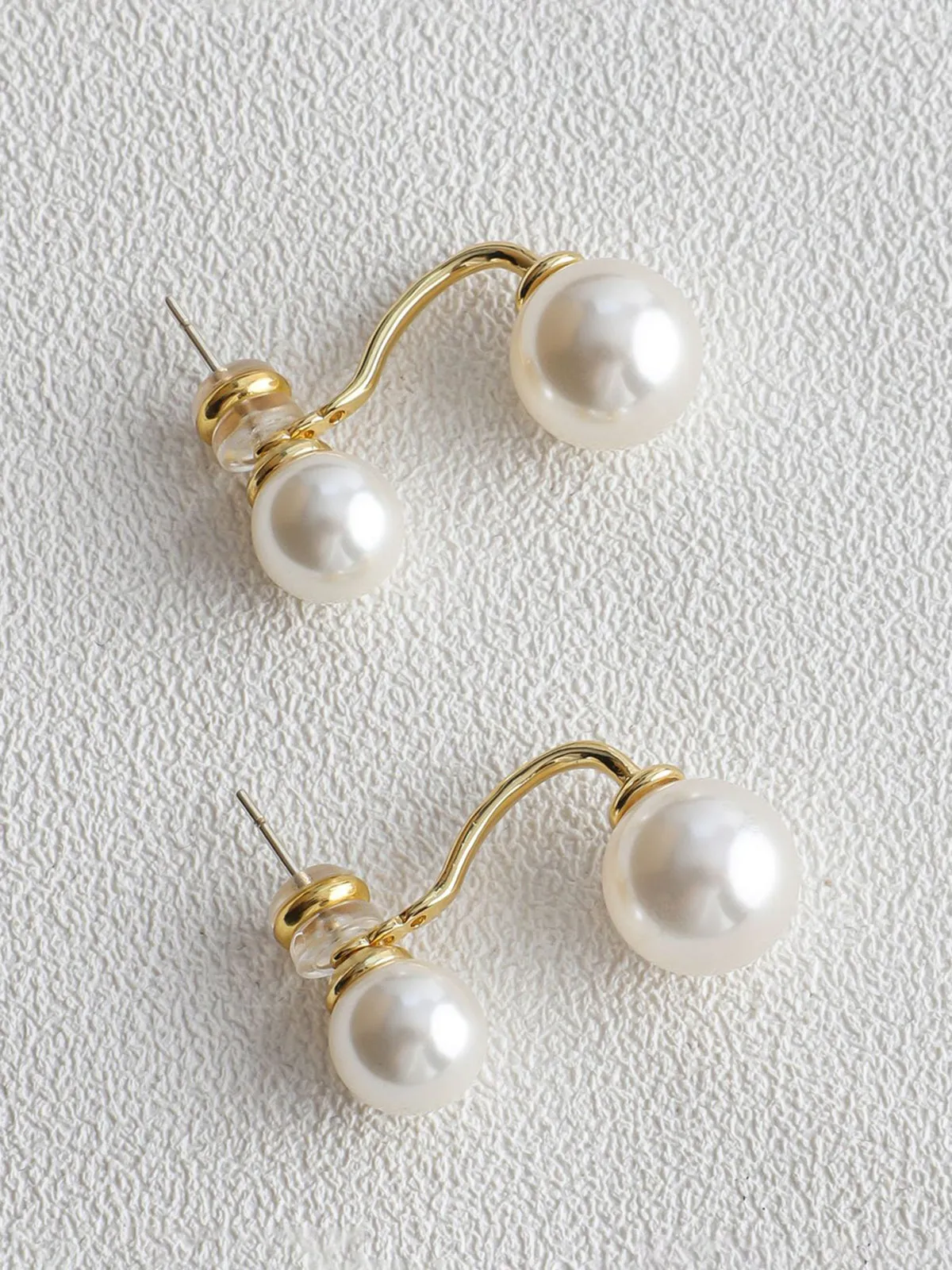 Elegant Double Pearl Stud Earrings sold by COMMENSE