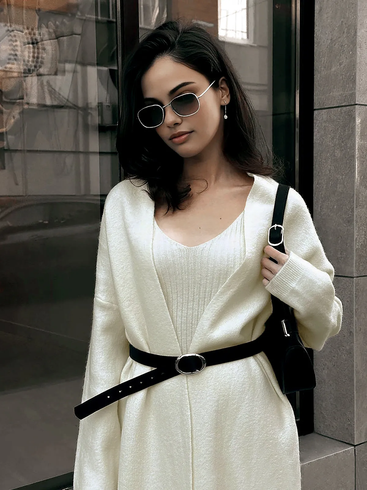 Ribbed Plain Sweater Co-ords Without Belt sold by COMMENSE product image thumbnail 3