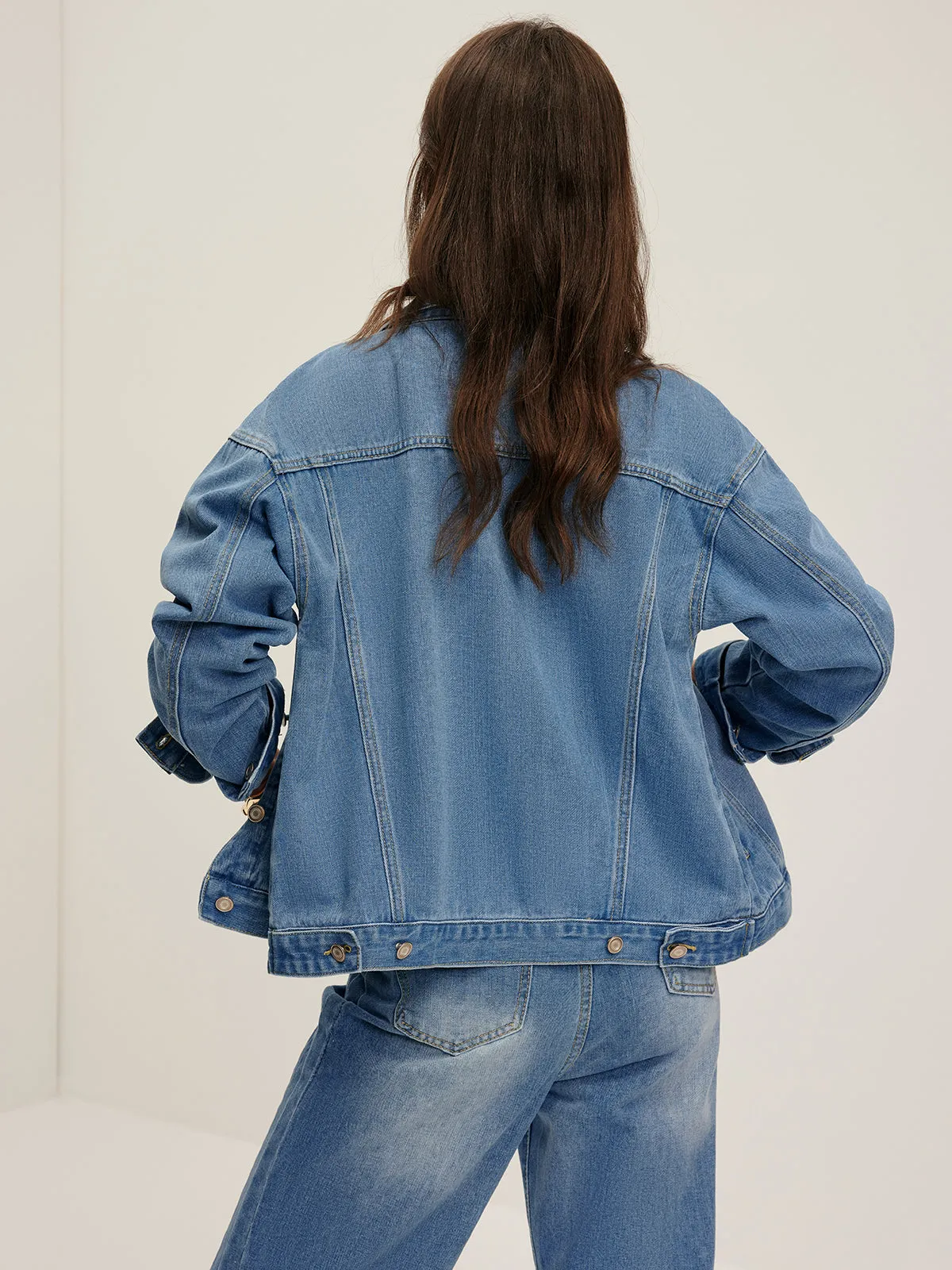Lapel Pockets Denim Jacket sold by COMMENSE product image thumbnail 4