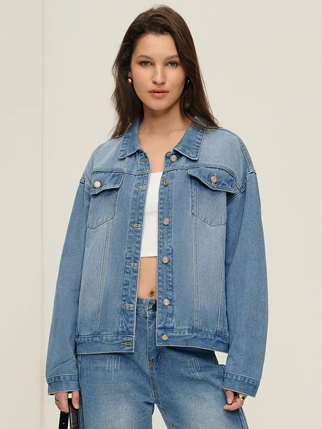 Lapel Pockets Denim Jacket sold by COMMENSE