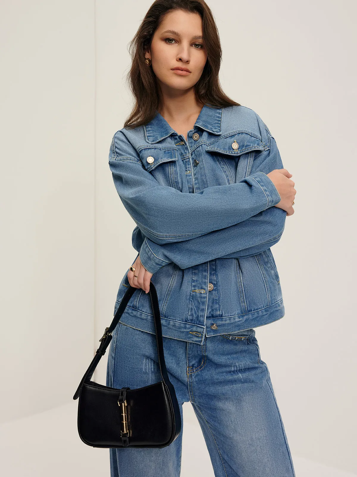 Lapel Pockets Denim Jacket sold by COMMENSE product image thumbnail 5