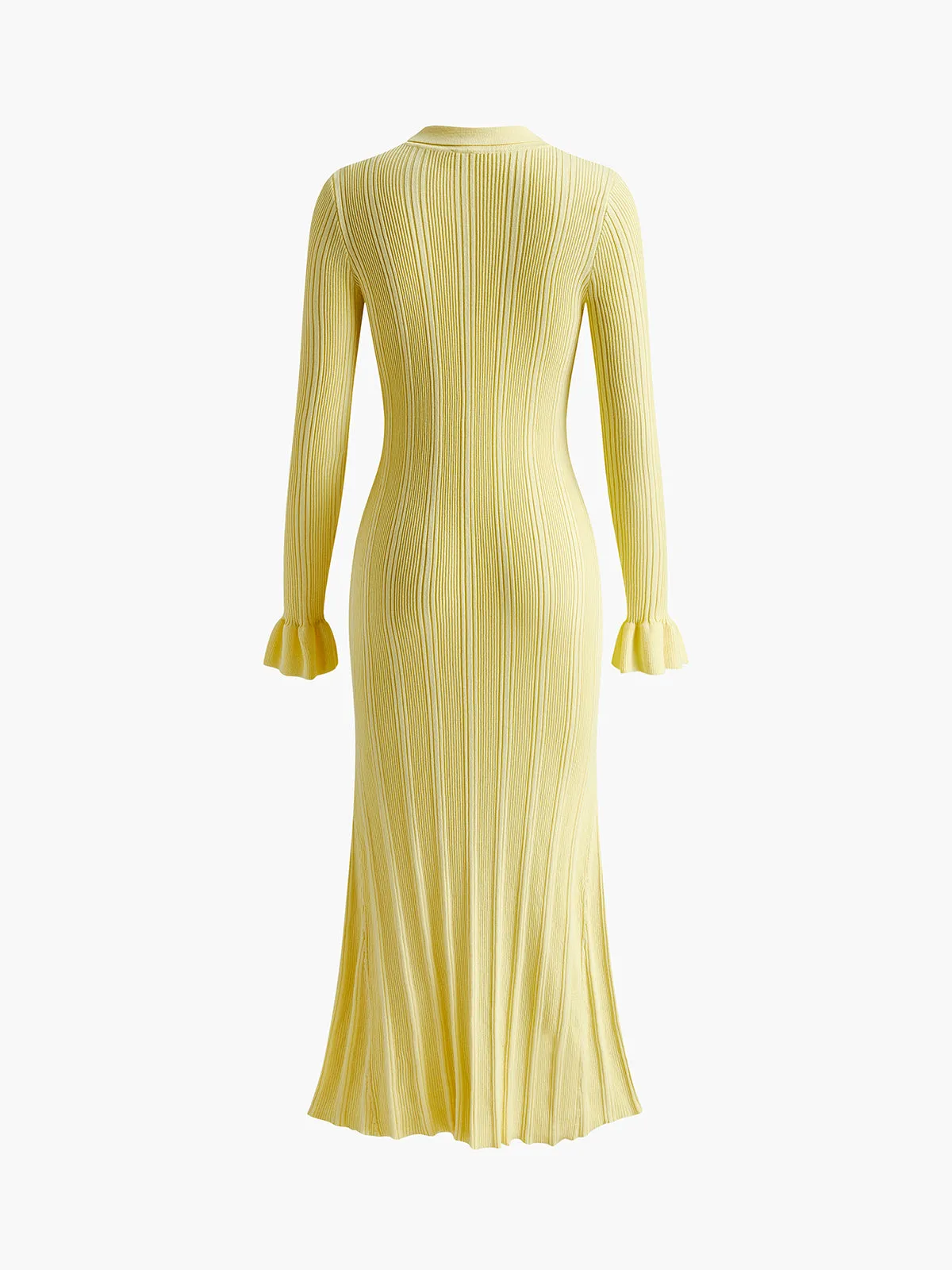 Ruffle Pockets Lapel Sweater Dress sold by COMMENSE product image thumbnail 2