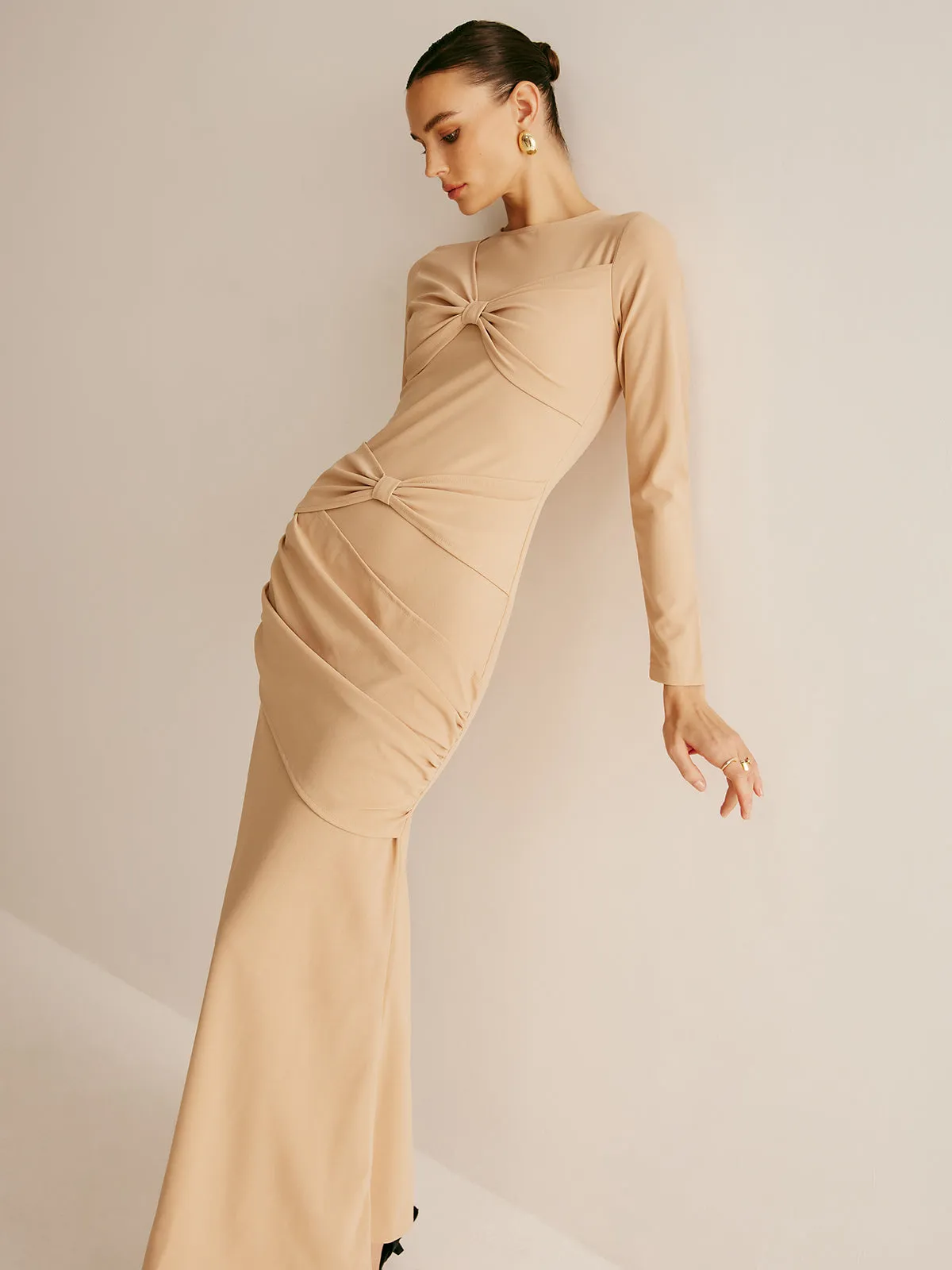 Pleated Bow Knot Detailed Dress sold by COMMENSE