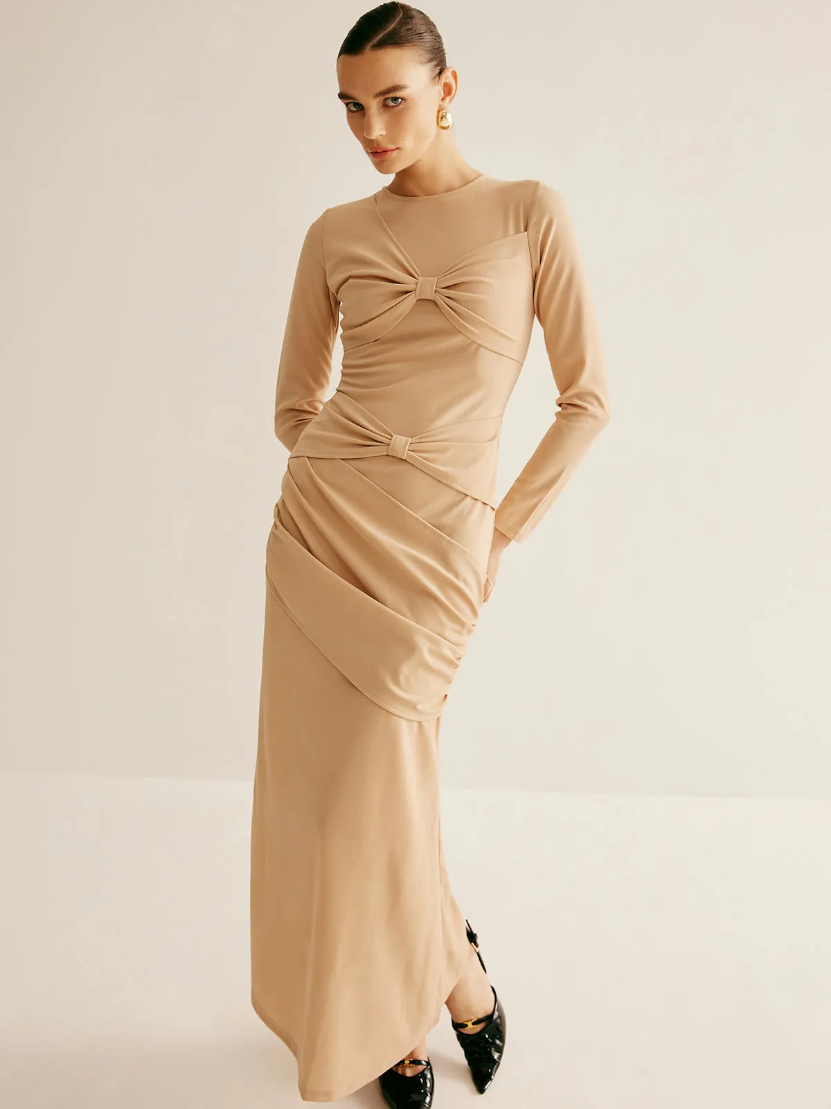 Pleated Bow Knot Detailed Dress sold by COMMENSE product image thumbnail 4