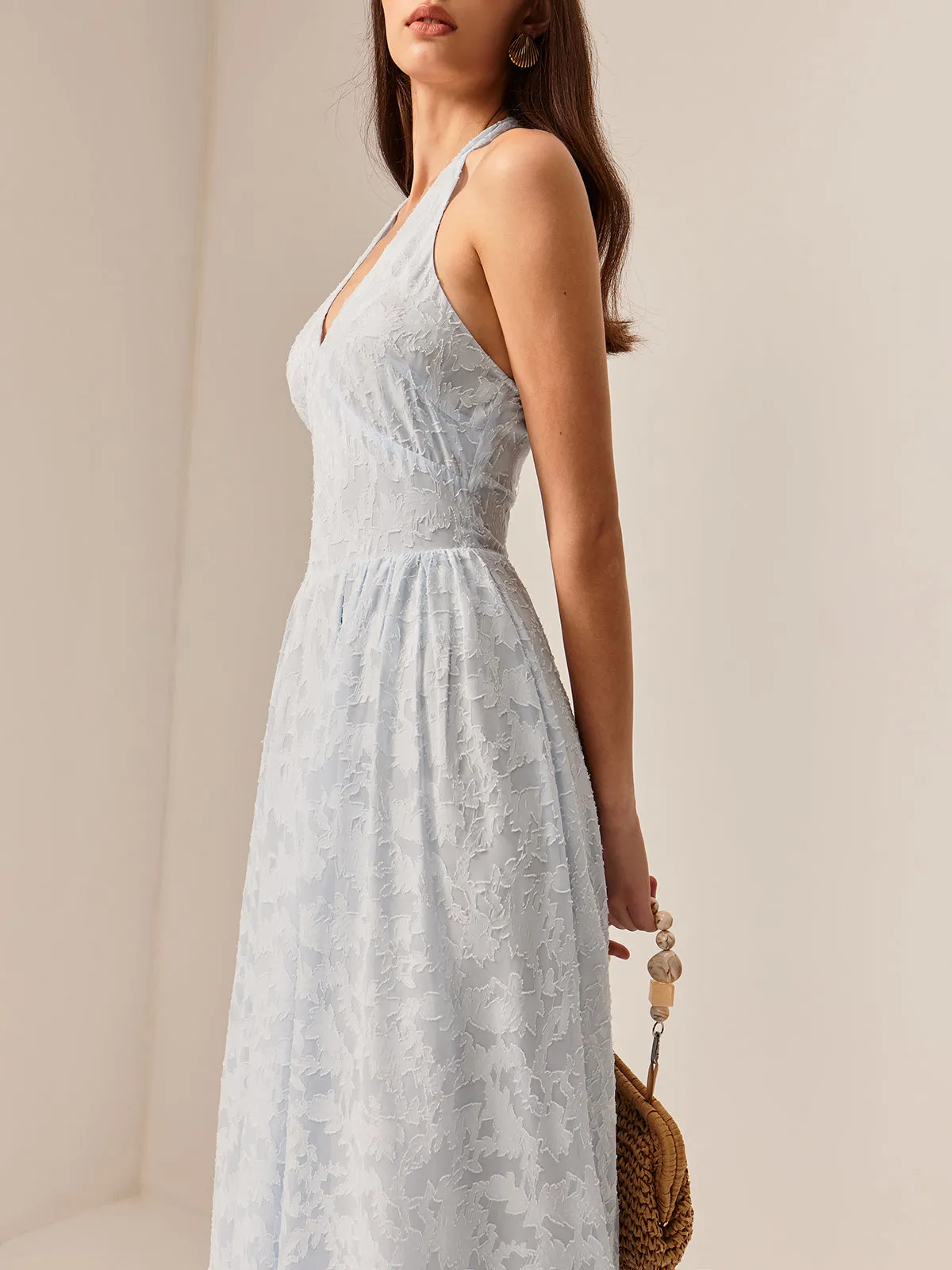 Romance Pleated Backless Halter Dress sold by COMMENSE product image thumbnail 3