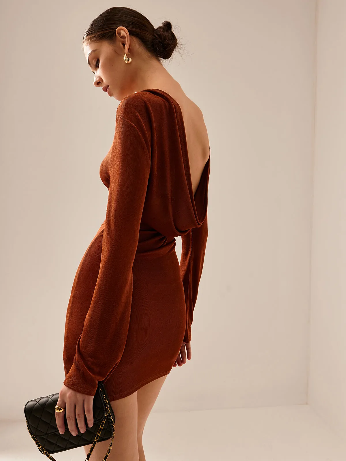 Backless Draped Jersey Dress sold by COMMENSE product image thumbnail 4