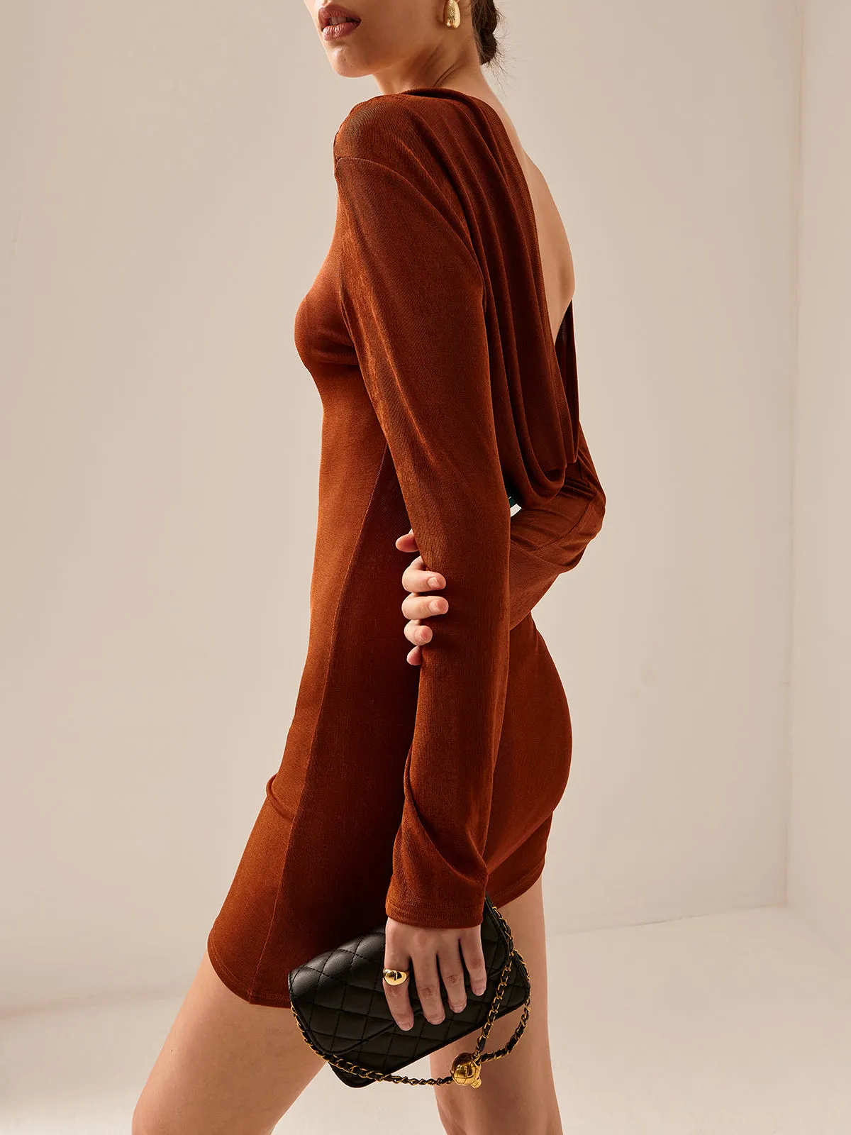 Backless Draped Jersey Dress sold by COMMENSE product image thumbnail 3