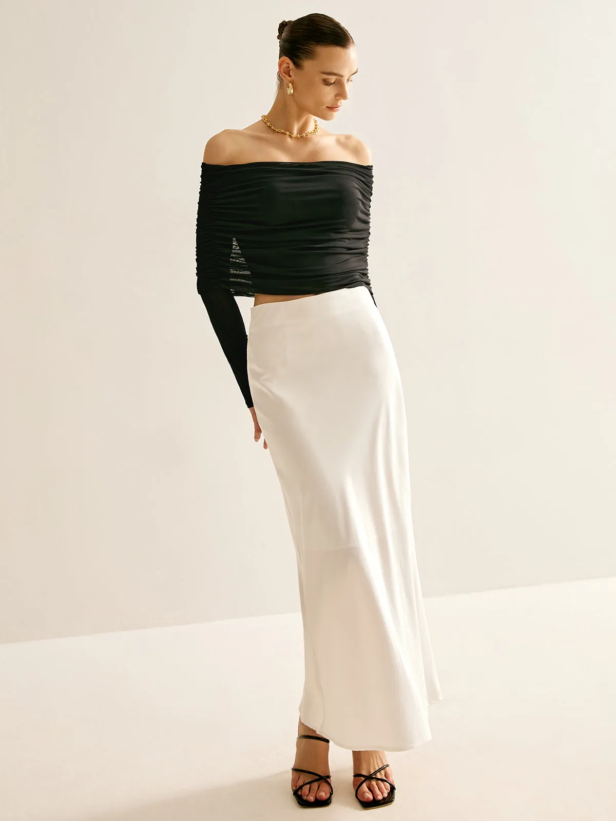 Off-Shoulder Mesh Blouse sold by COMMENSE product image thumbnail 2