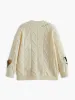 V-Neck Colorful-Button Cable Cardigan sold by COMMENSE