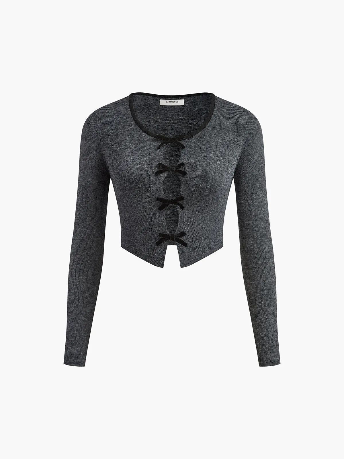 Bow Decor Slim Knit Top sold by COMMENSE