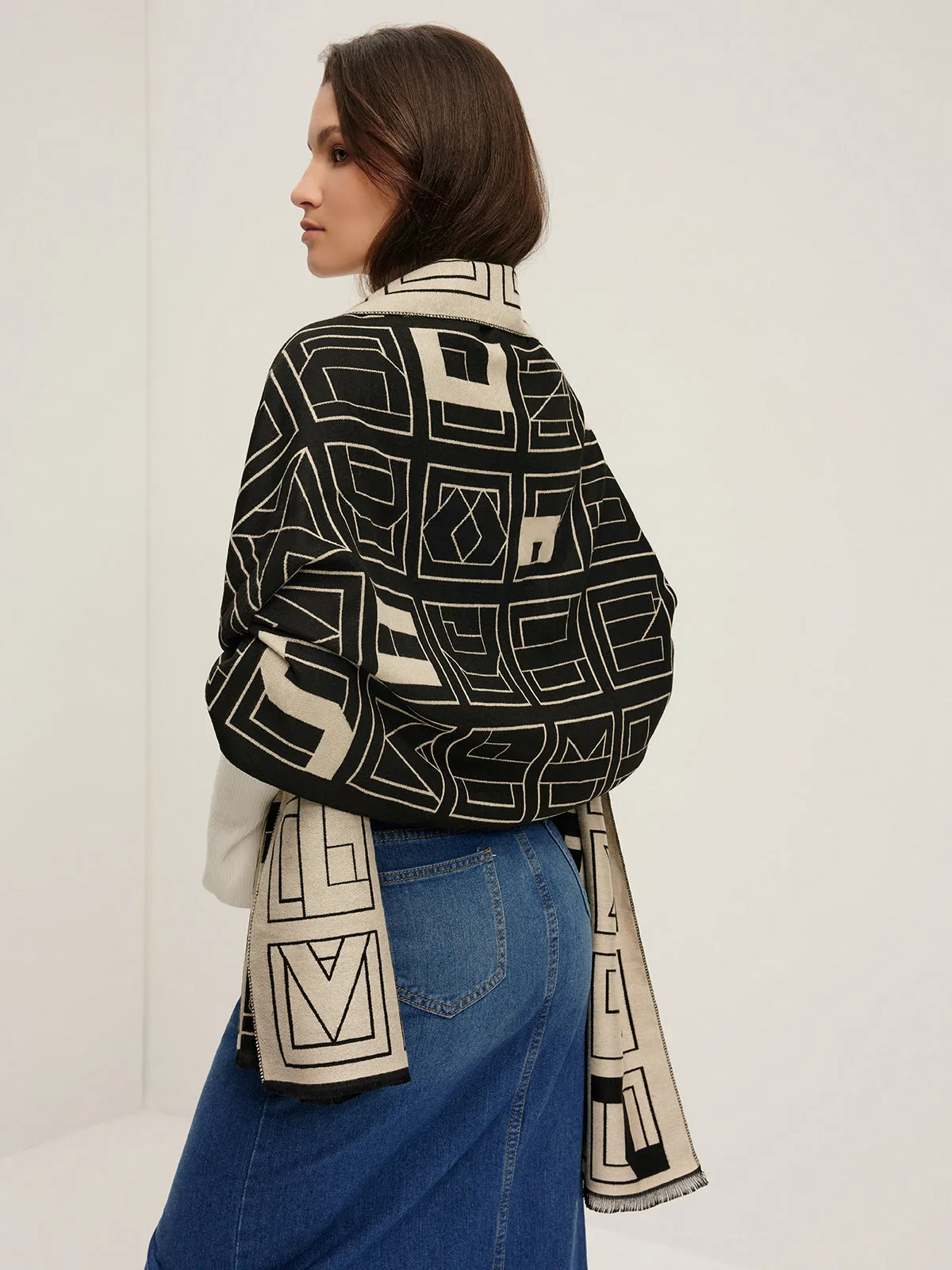 Vintage Two Tone Letters Scarf sold by COMMENSE product image thumbnail 4