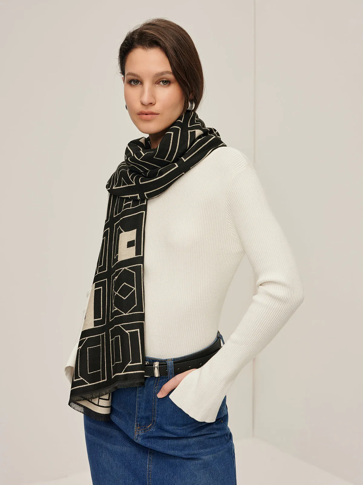 Vintage Two Tone Letters Scarf sold by COMMENSE product image thumbnail 2