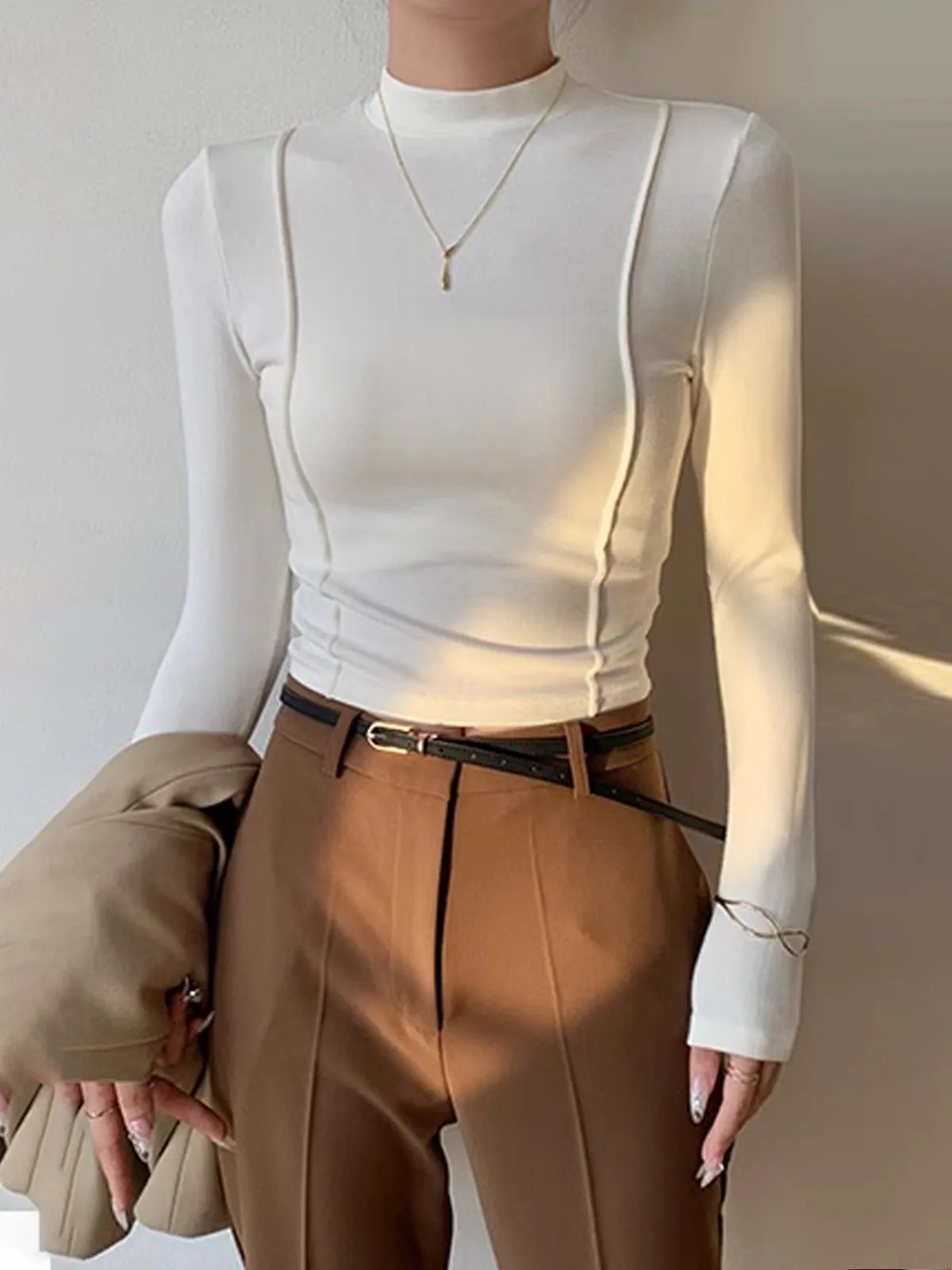 Plain Jersey Piping Blouse sold by COMMENSE product image thumbnail 3