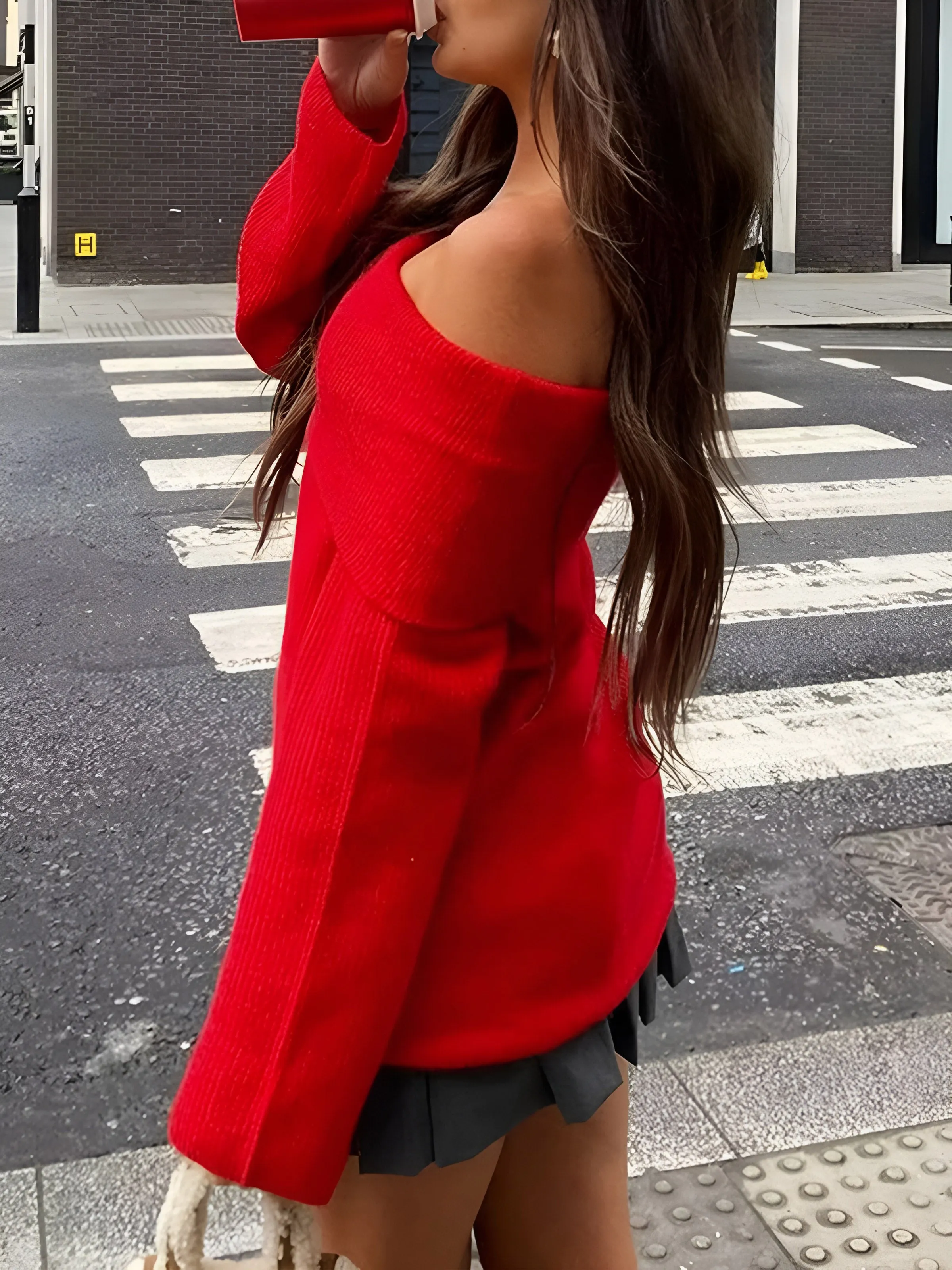 Off-Shoulder Loose Sweater sold by COMMENSE product image thumbnail 4