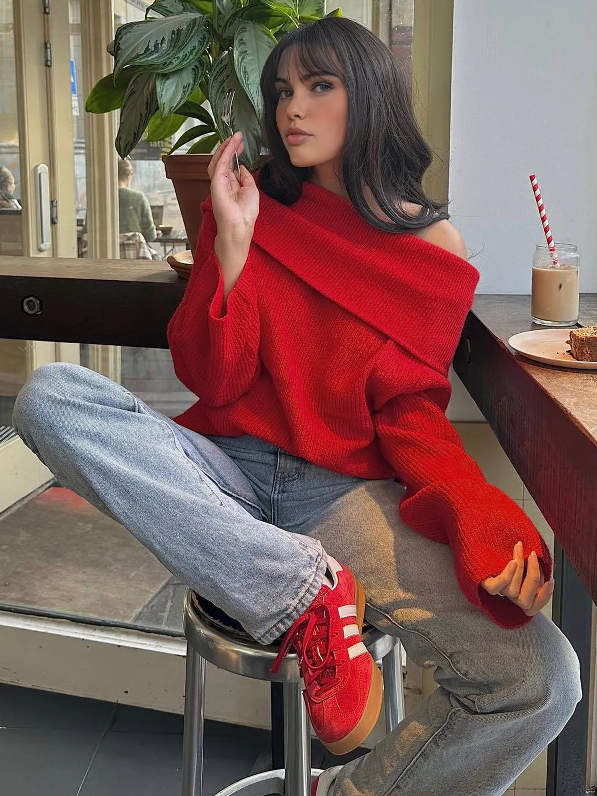 Off-Shoulder Loose Sweater sold by COMMENSE product image thumbnail 3