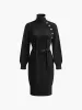 Turtleneck Button Belted Sweater Dress sold by COMMENSE