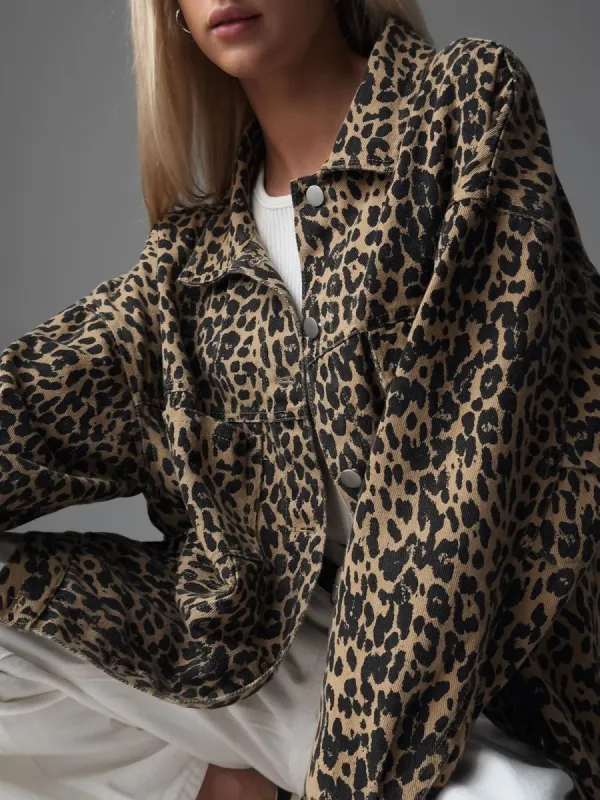 Leopard Printed Button Blazer sold by COMMENSE
