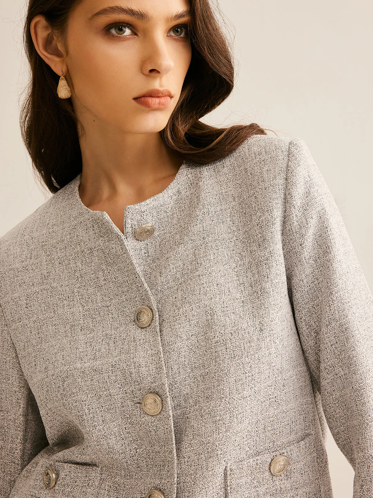 Crew Neck Breasted Jacket sold by COMMENSE product image thumbnail 3