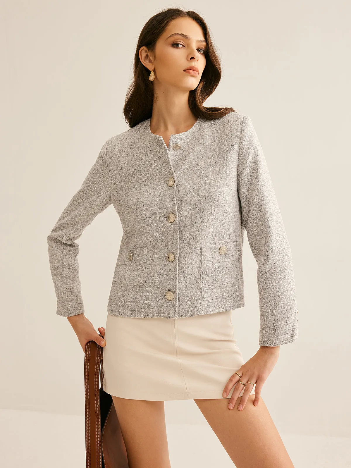 Crew Neck Breasted Jacket sold by COMMENSE product image thumbnail 4