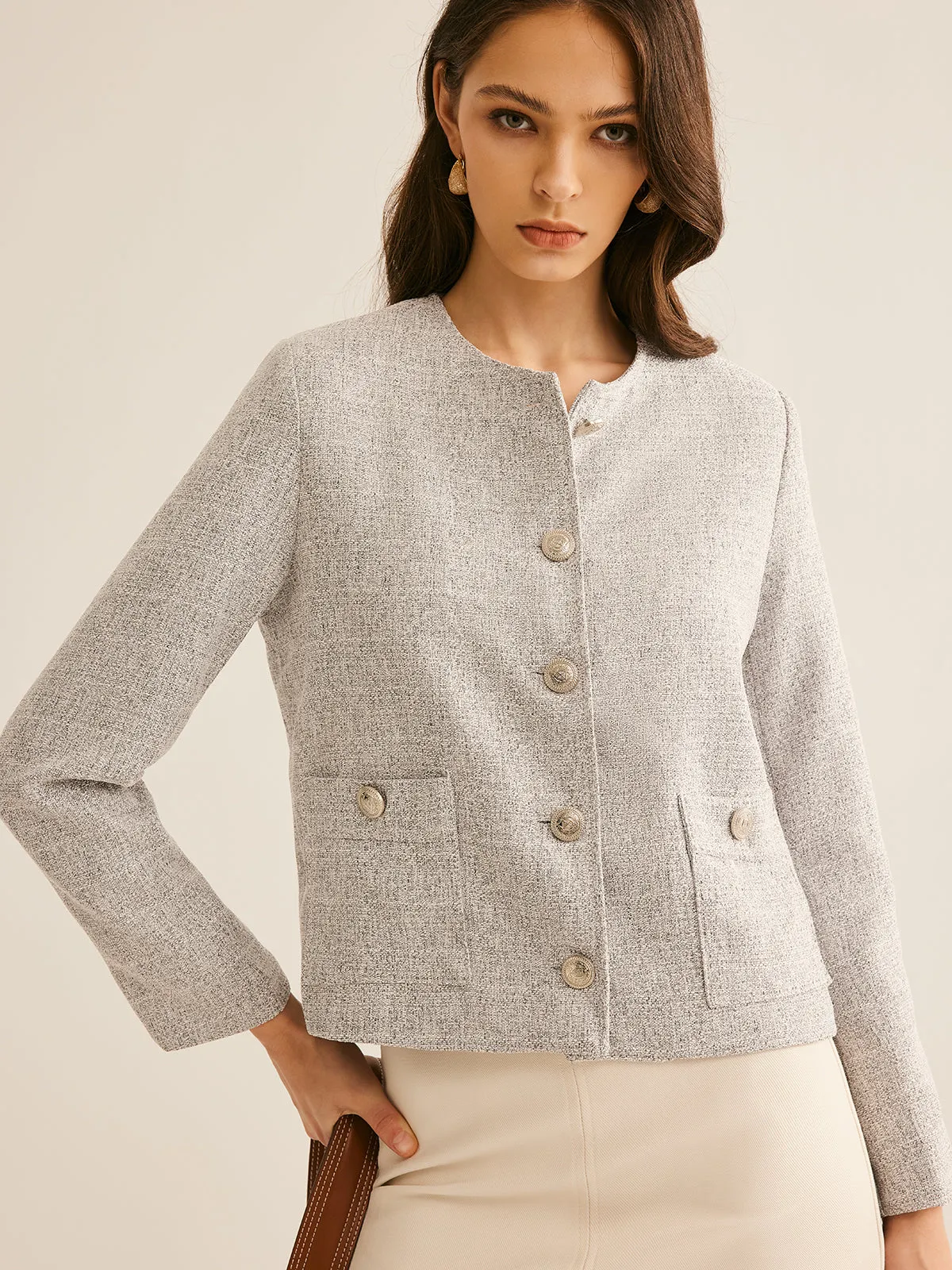 Crew Neck Breasted Jacket sold by COMMENSE product image thumbnail 2