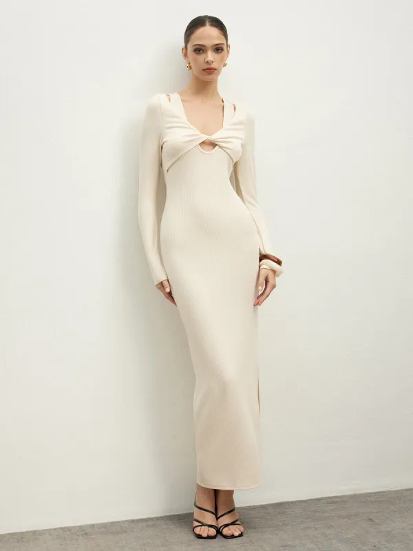 2 in 1 Ribbed Knotted Long Dress sold by COMMENSE