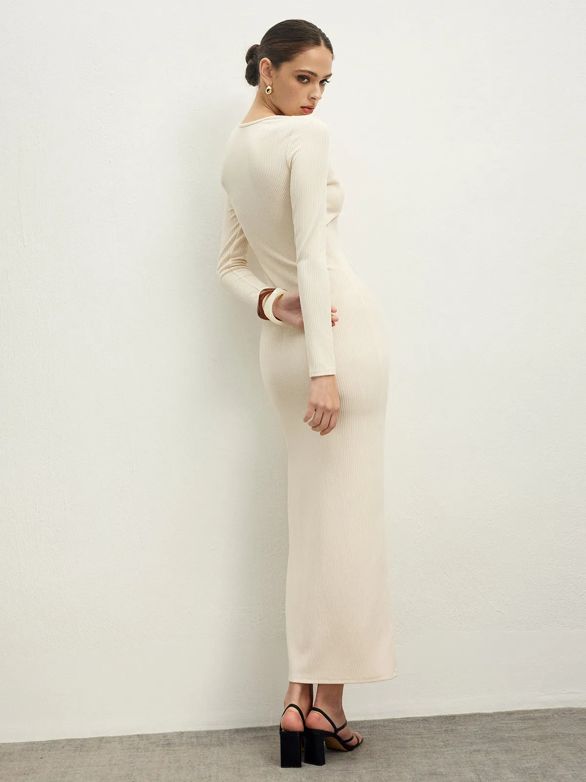 2 in 1 Ribbed Knotted Long Dress sold by COMMENSE product image thumbnail 5