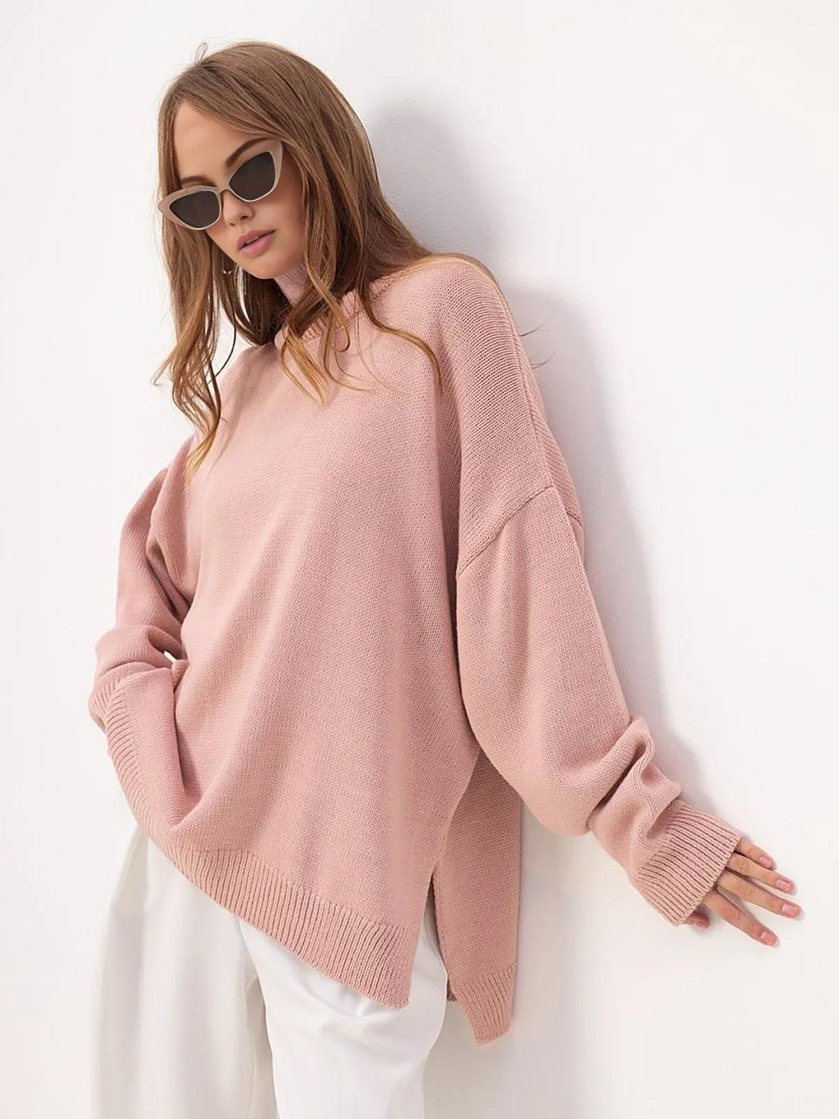 Turtleneck Split Oversized Sweater sold by COMMENSE product image thumbnail 3