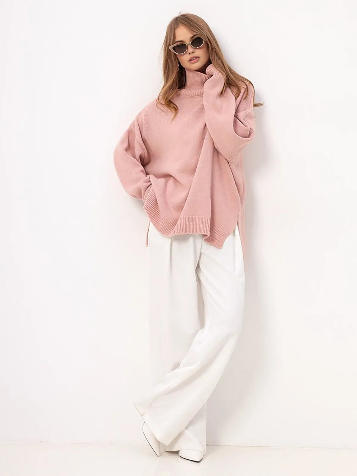 Turtleneck Split Oversized Sweater sold by COMMENSE product image thumbnail 4