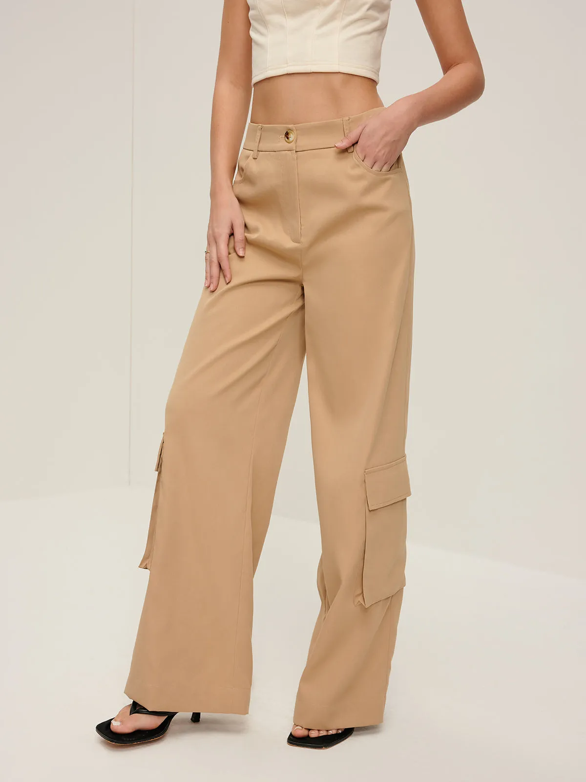 Flap Pockets Wide-Leg Pants sold by COMMENSE product image thumbnail 2