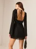 Ruffle V-Neck Backless Dress sold by COMMENSE
