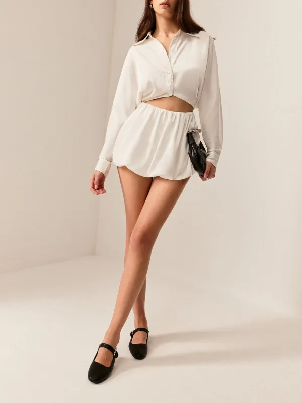 Plain Bud Waist Mini Skirt sold by COMMENSE
