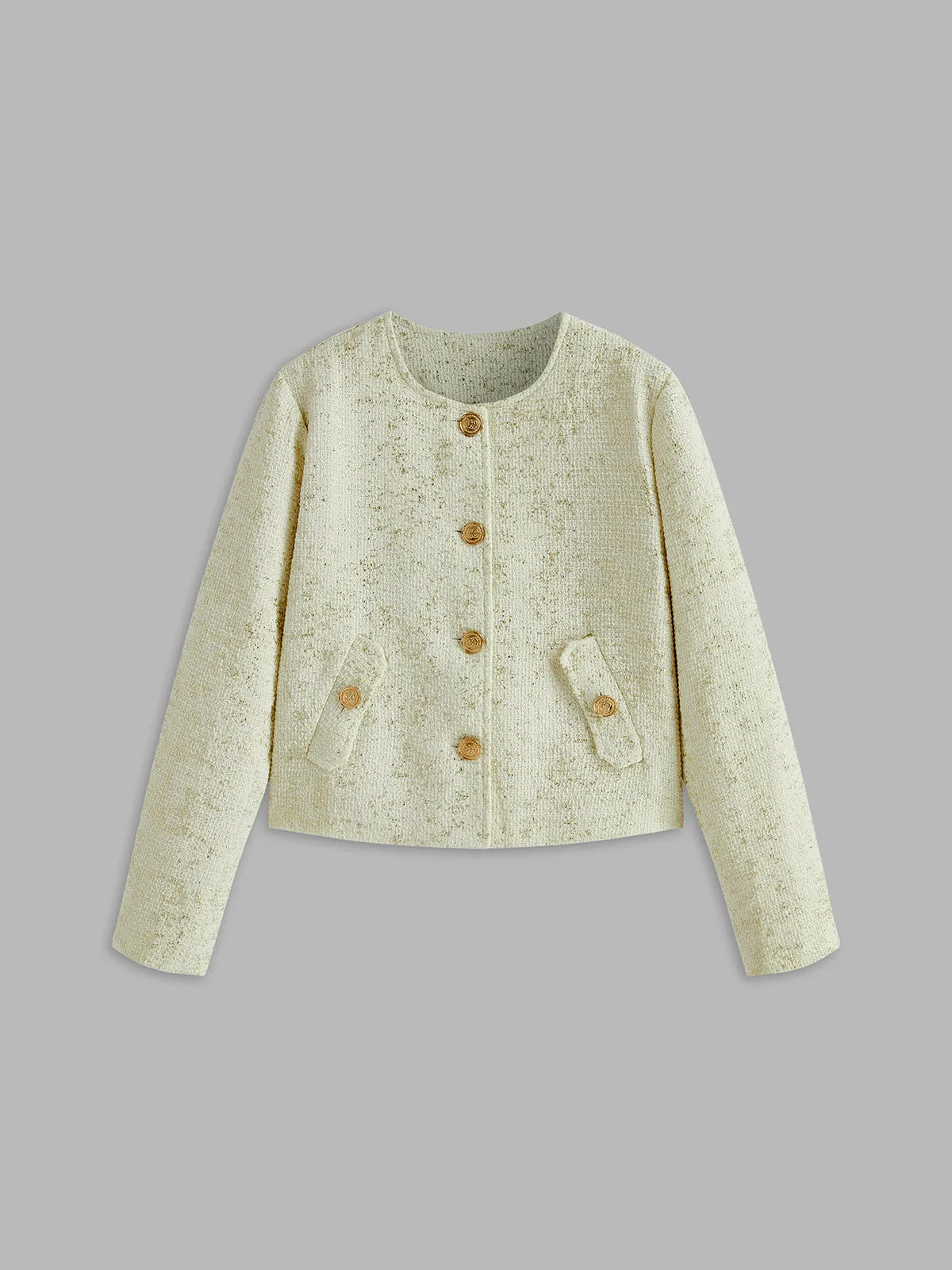 Crew Neck Tweed Breasted Jacket sold by COMMENSE