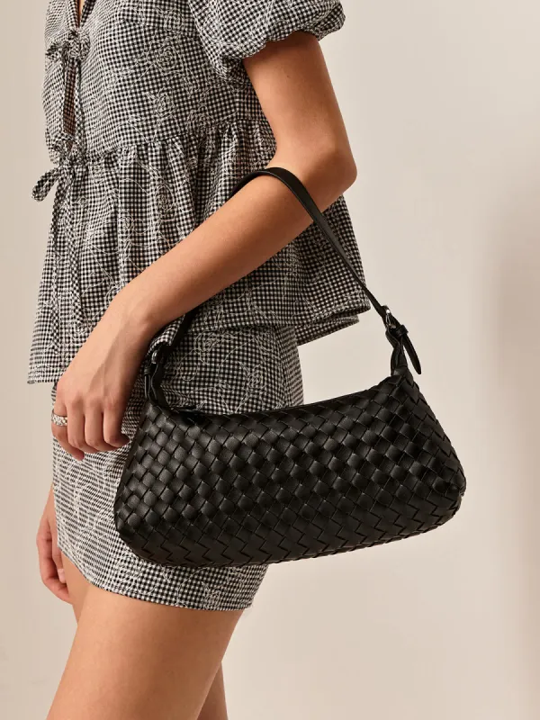 Plain Woven Buckle Shoulder Bag sold by COMMENSE