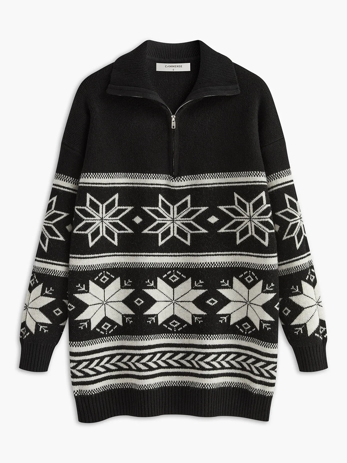 Jacquard Zipper Lapel Sweater sold by COMMENSE