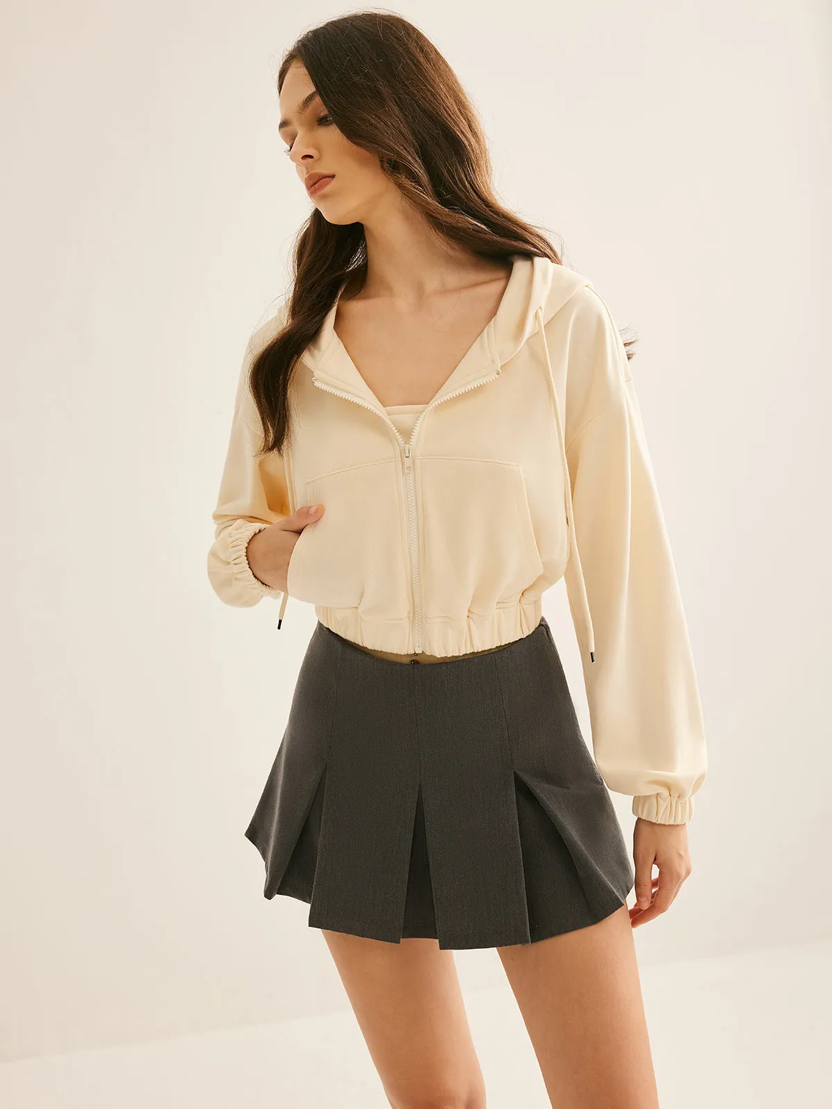 Piping Corset With Zipper Crop Hoodie sold by COMMENSE product image thumbnail 5