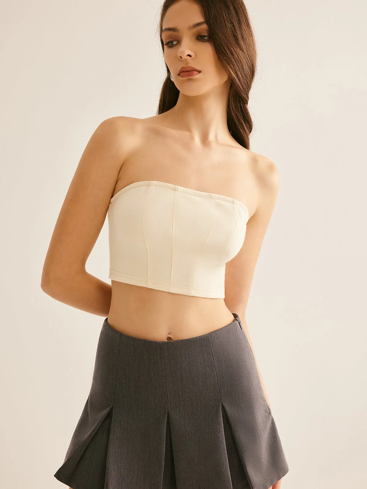 Piping Corset With Zipper Crop Hoodie sold by COMMENSE product image thumbnail 4