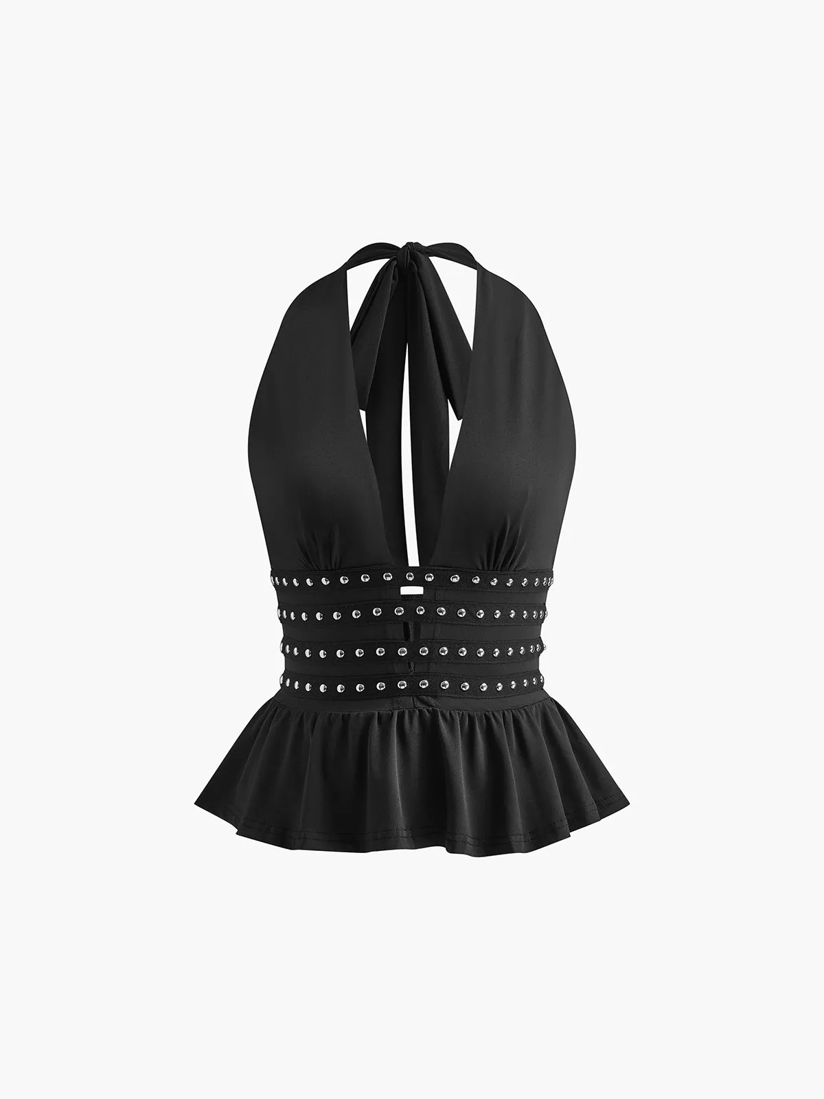 Studded Detail Ruffle Halter Top sold by COMMENSE product image thumbnail 2