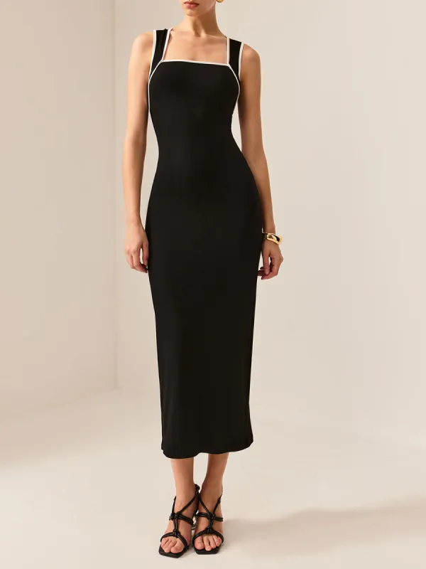 Contrast Trim Cutout Tank Dress sold by COMMENSE