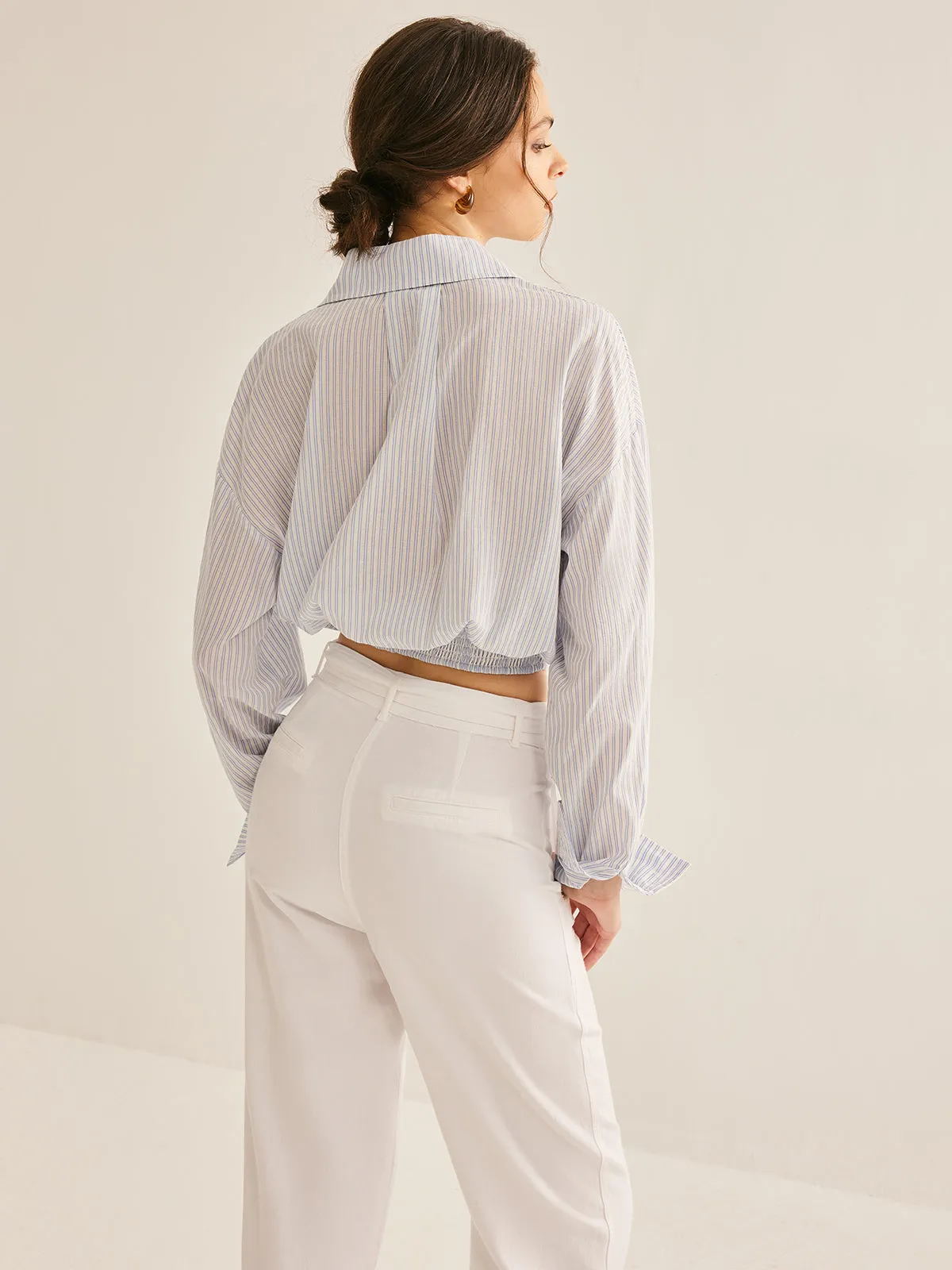 Pinstripe Semi-Sheer Polo Shirt sold by COMMENSE product image thumbnail 2