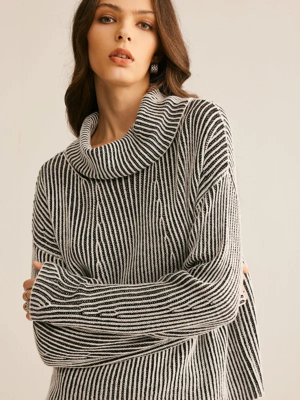 Pinstripe Turtleneck Sweater sold by COMMENSE