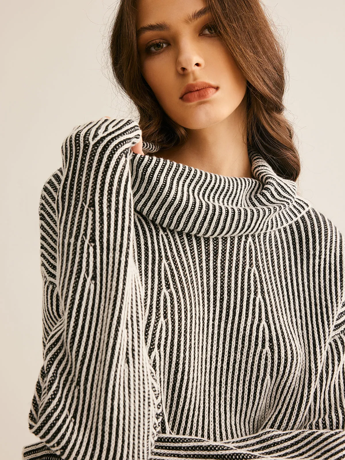 Pinstripe Turtleneck Sweater sold by COMMENSE product image thumbnail 5