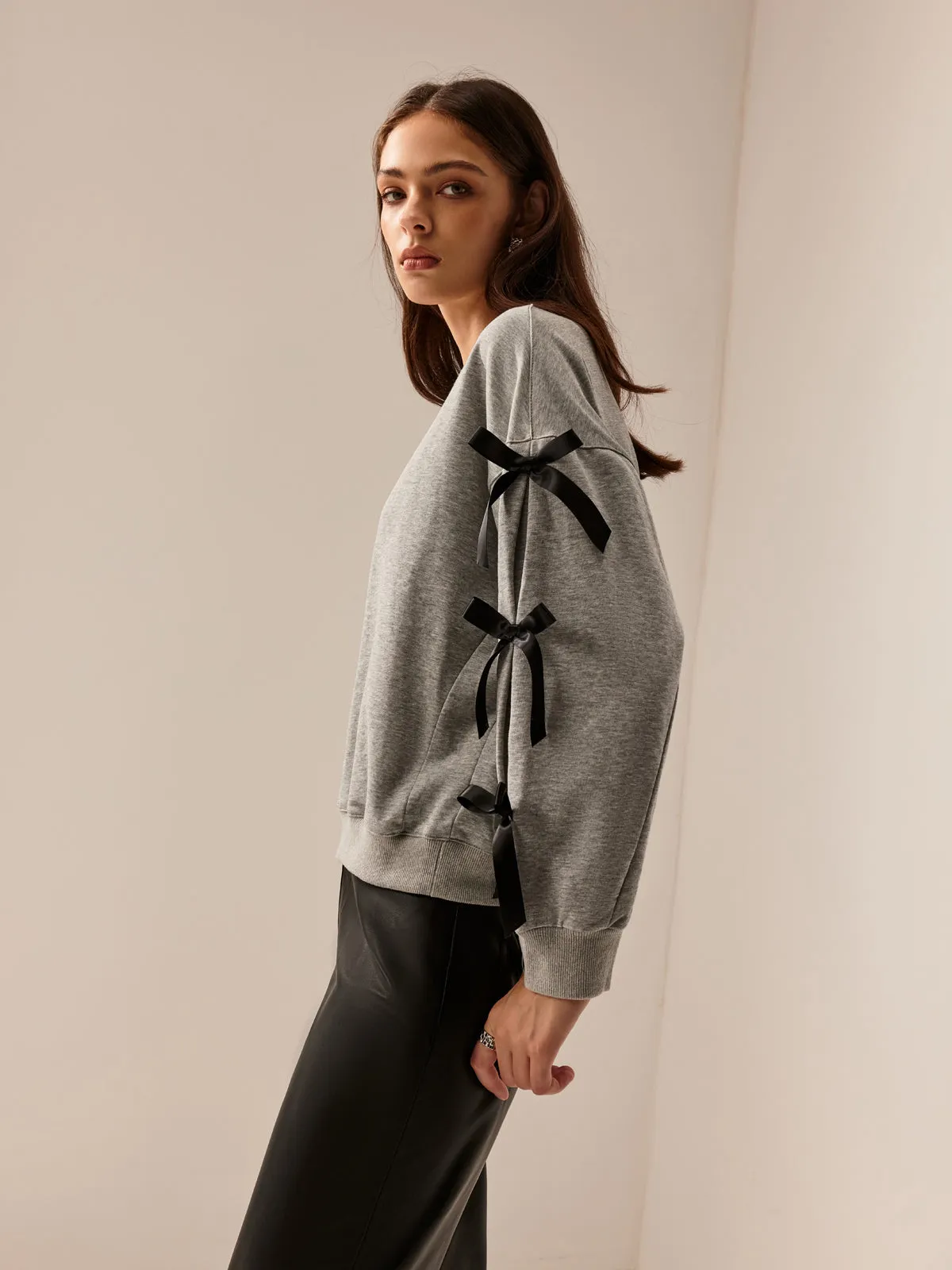 Crew Neck Bow Sweathirt sold by COMMENSE product image thumbnail 5