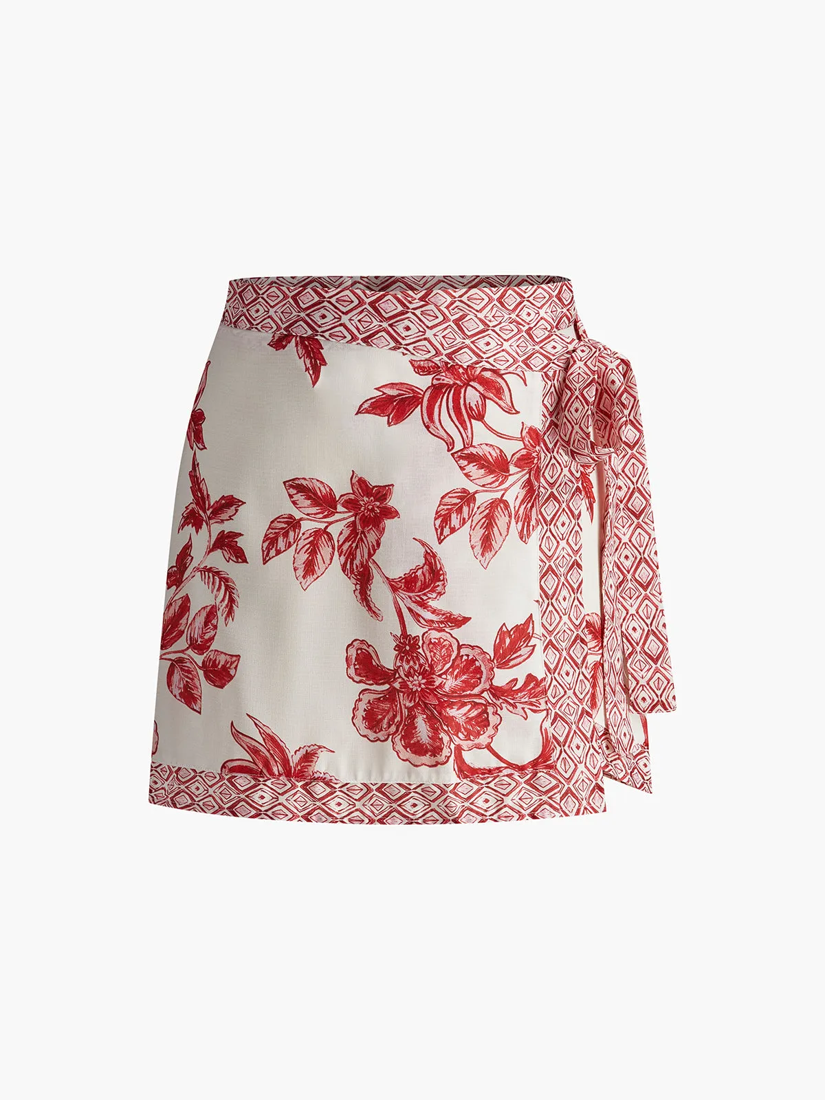 Printed Lace Up Mini Skirt sold by COMMENSE