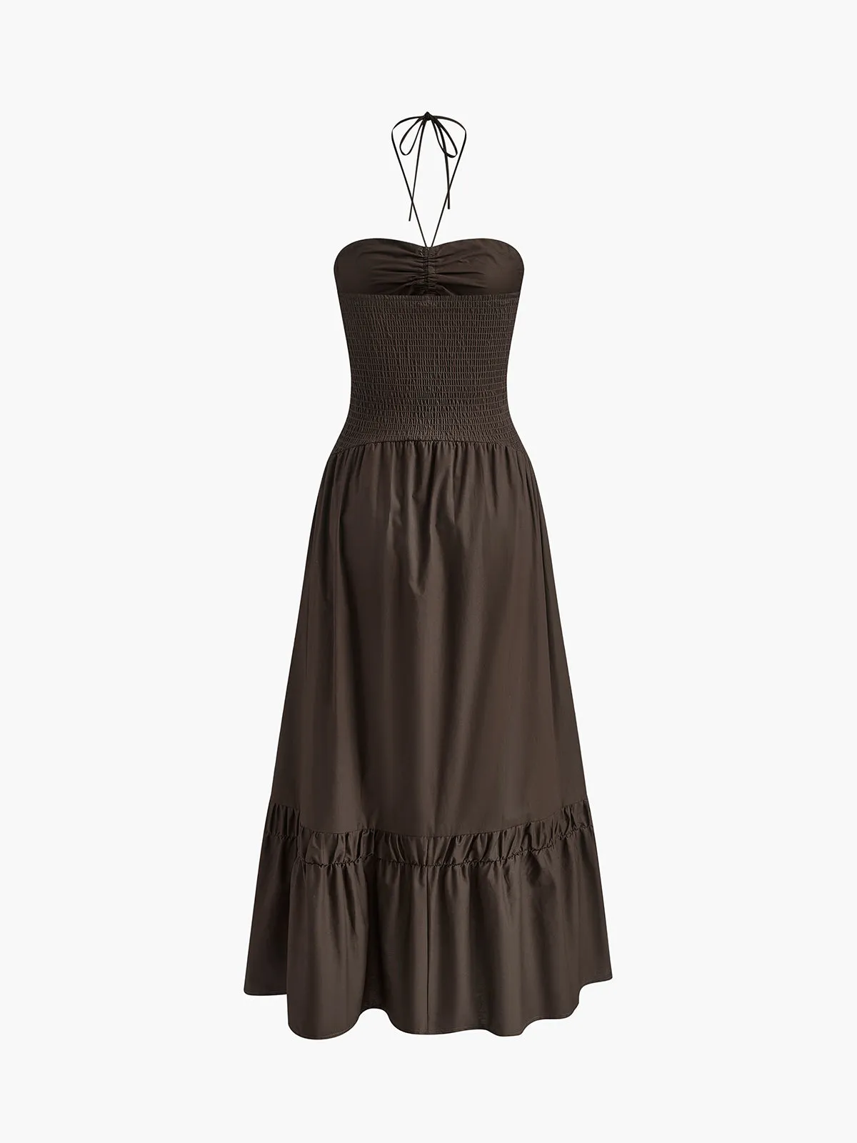 Cotton Panel Pleated Halter Dress sold by COMMENSE product image thumbnail 2