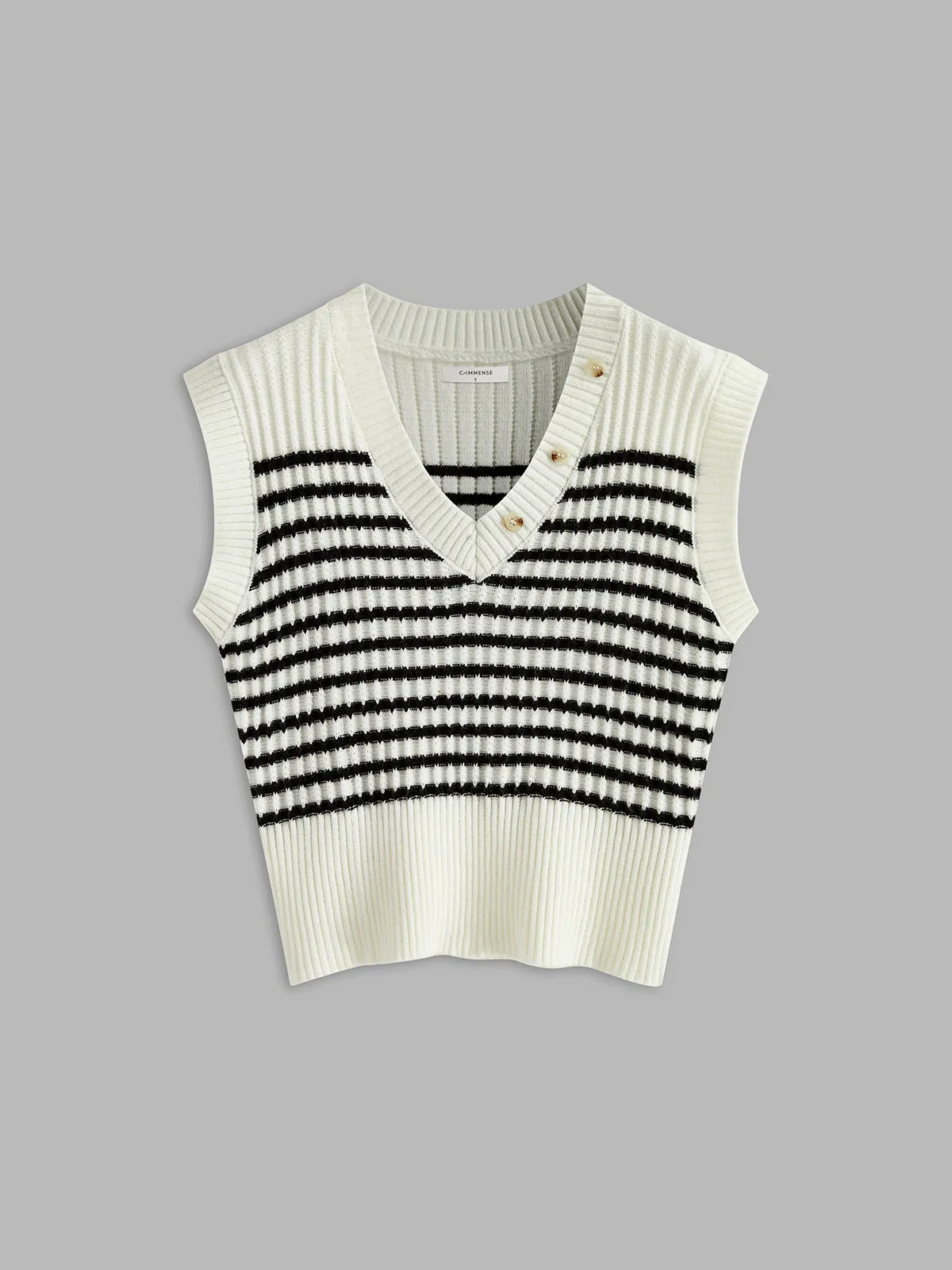 Stripe Panel Sweater Vest sold by COMMENSE