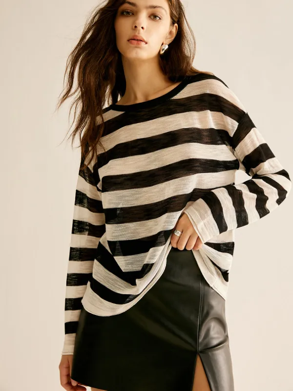 Striped Backless Jersey T-Shirt sold by COMMENSE