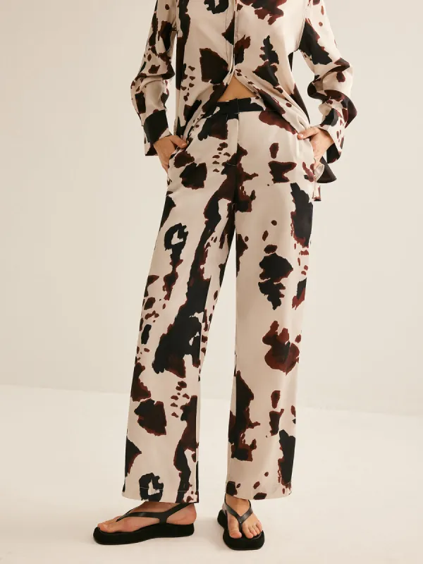 Cow Printed Straight Pants sold by COMMENSE