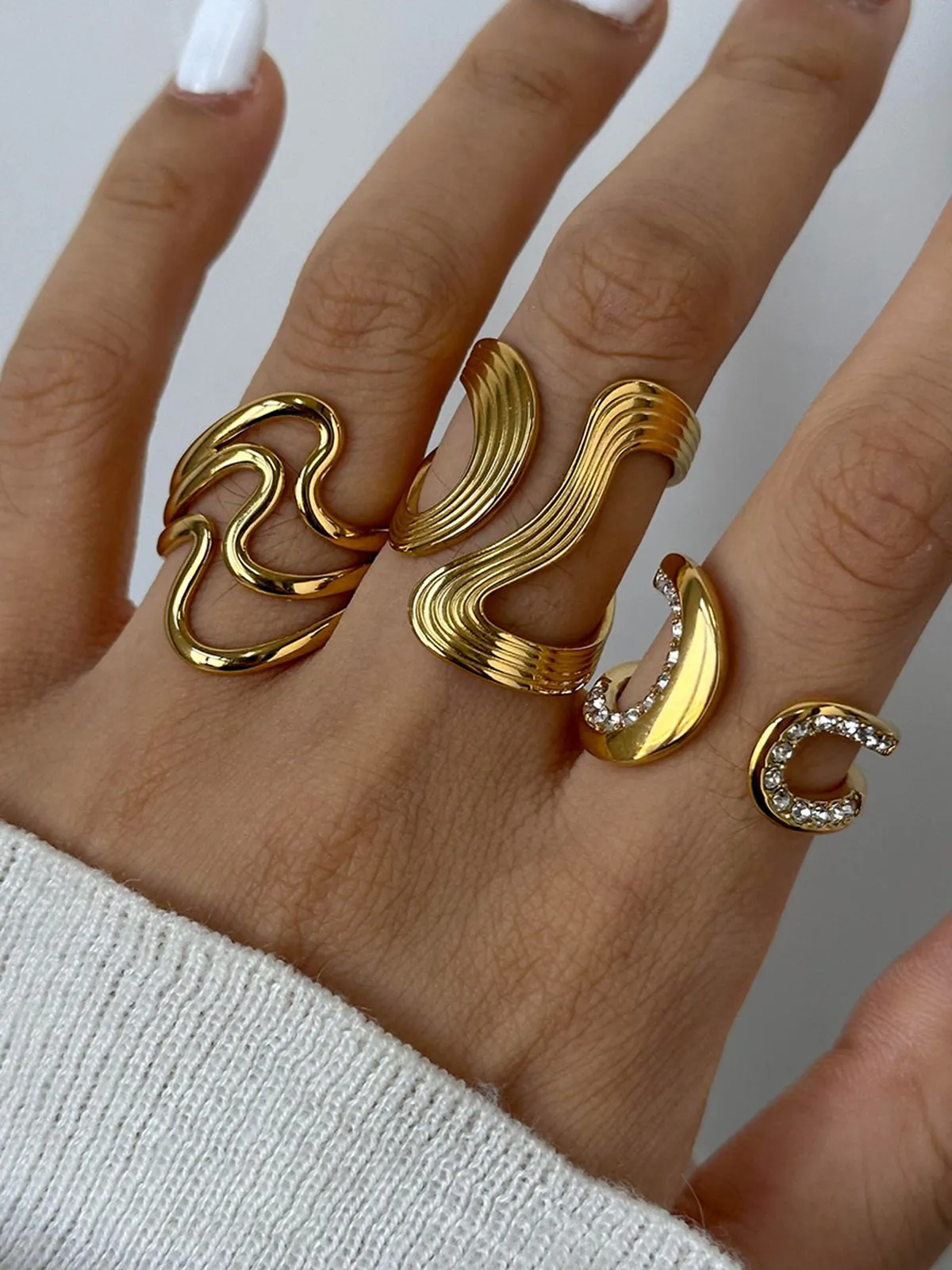 Irregular Ripple Open Ring sold by COMMENSE