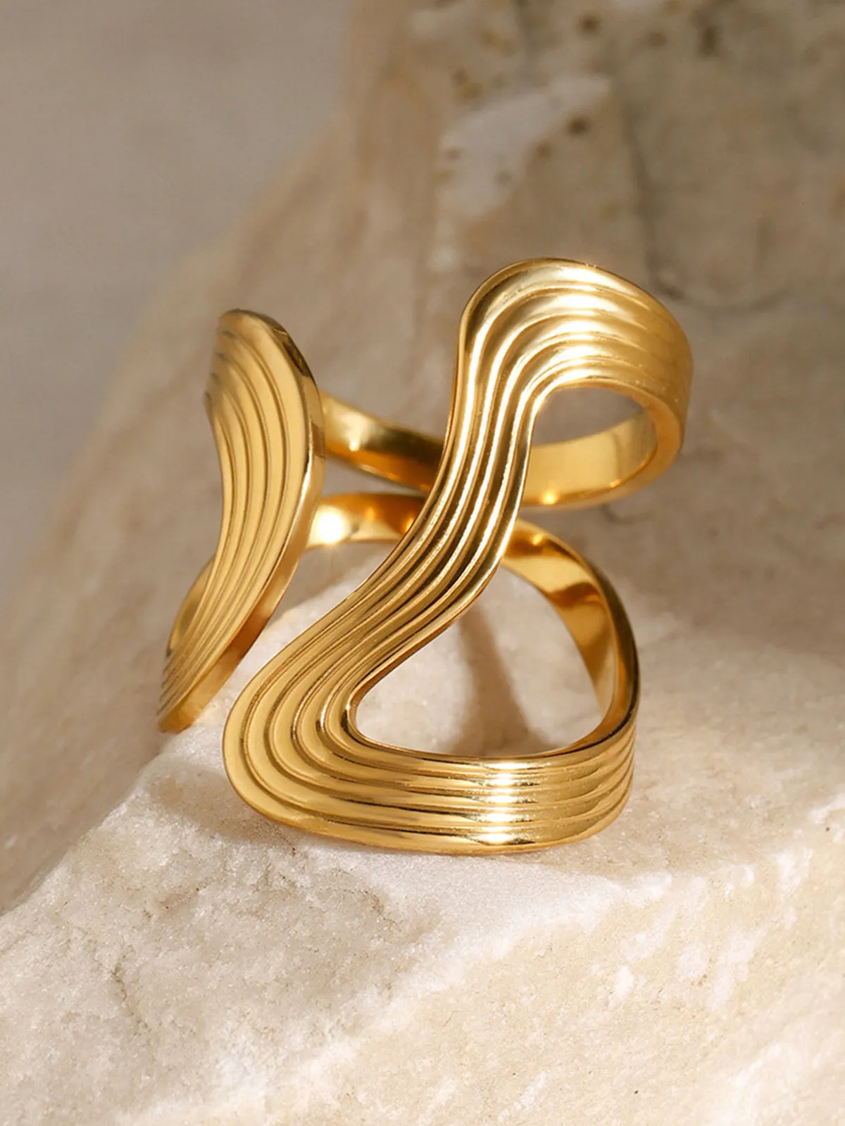 Irregular Ripple Open Ring sold by COMMENSE product image thumbnail 2